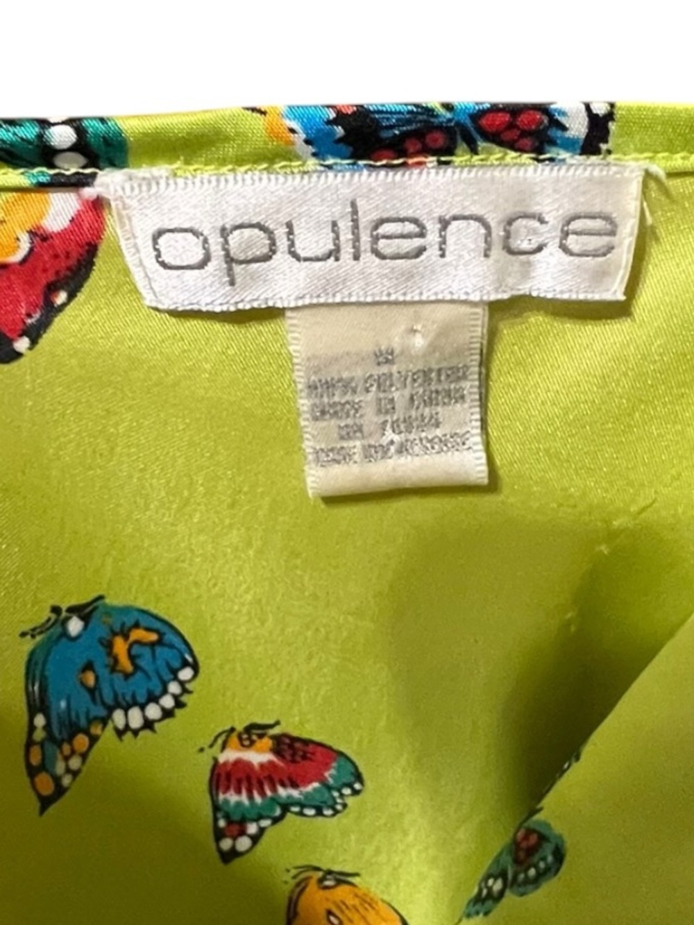 Opulence Butterfly Satin Slip Dress Lime Green Y2K Size M - Picture 5 of 6
